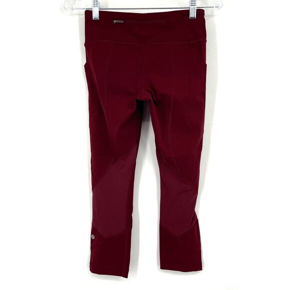 Lululemon Pace Rival Crop 22" Leggings Deep Rouge Size 4 - Picture 2 of 7